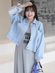 Casual Back-lacy Split-joint Jeans Outwear