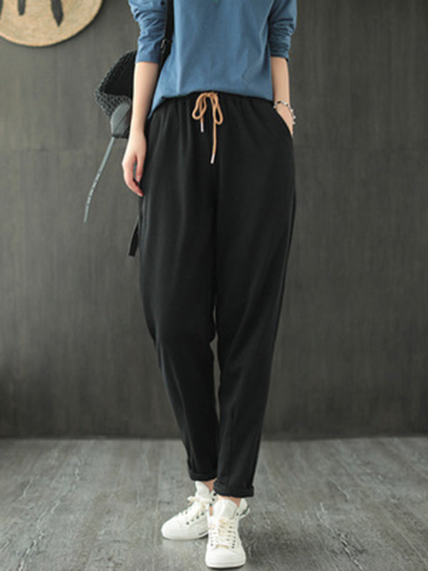 Casual Solid Capri-Pants Bottoms