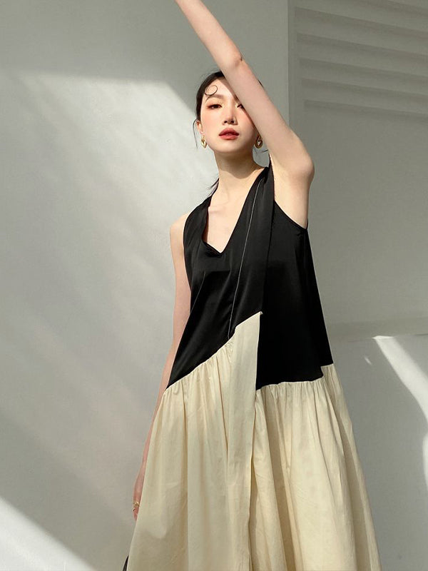 Original Simple Split-joint Vest Maxi Dress