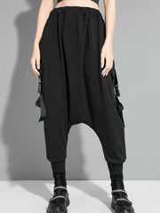 Black Solid Loose Harem Pant