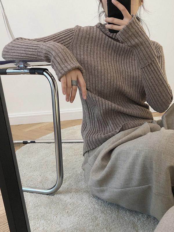 Solid Turtleneck Knitting Sweater