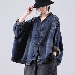 Retro Stitching Denim Loose Casual Outwear