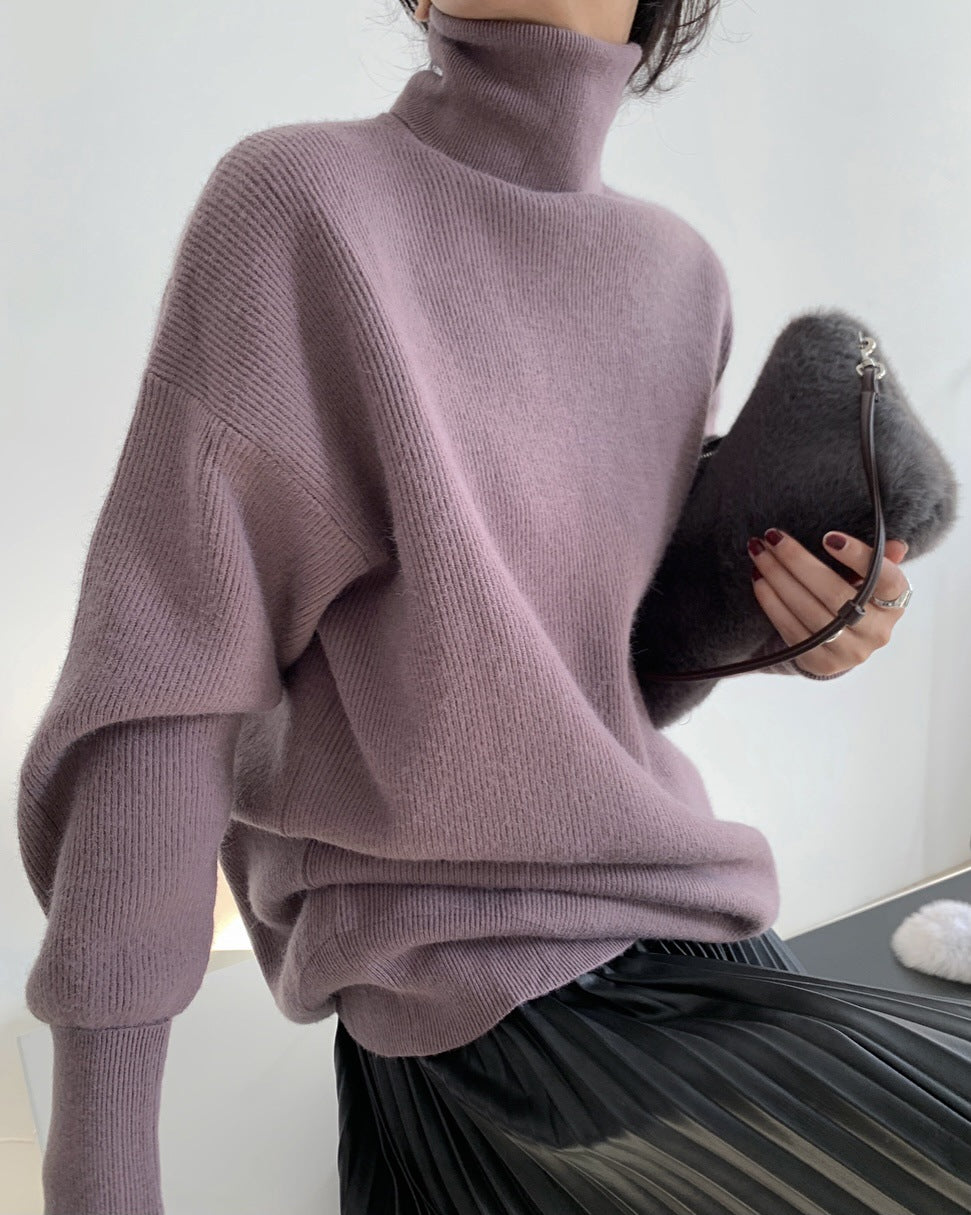 Women High Neck Pullover Loose Sweater