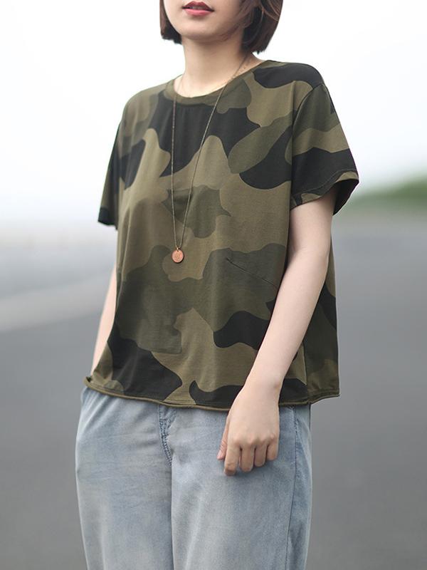 Loose Camouflage Cotton T-Shirts