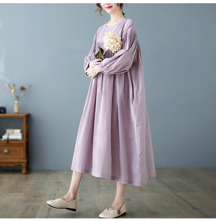 Loose Solid Color Midi Dress
