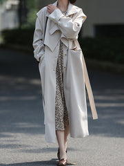 Windbreaker 2-Piece Suit Temperament Loose Belted Jacket