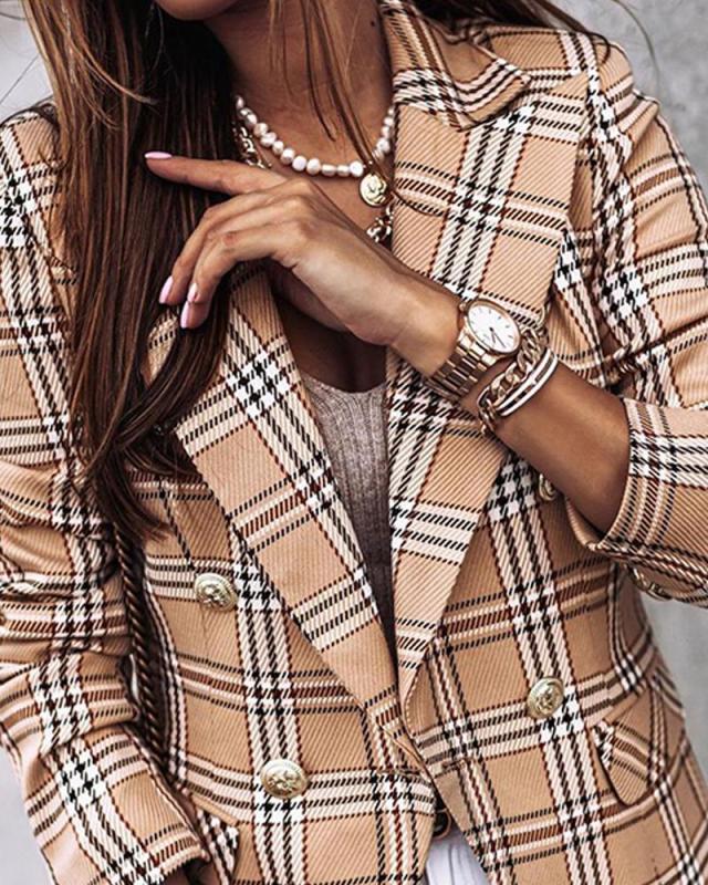 Classic Plaid Printed Blazer Outwear