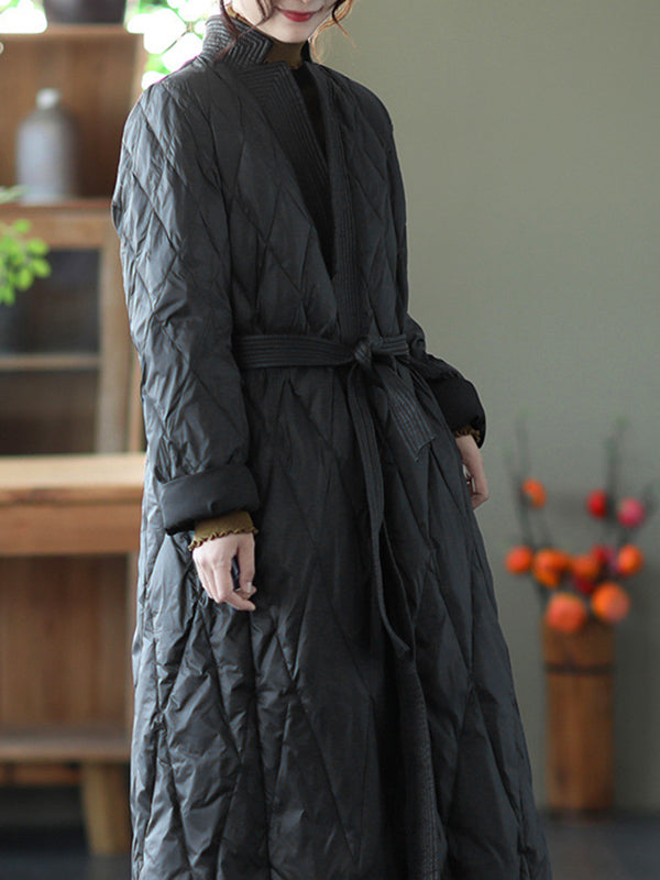 Leisure Rhombus Long Down Coat