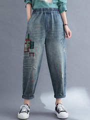 Printed Jean Harem Pants