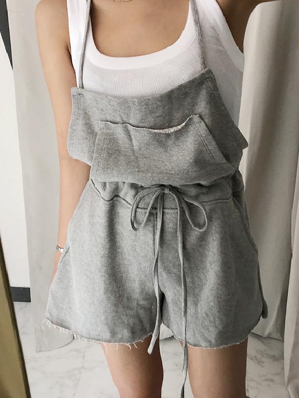 Black&Gray Urban Comfortable One-Piece Shorts Romper