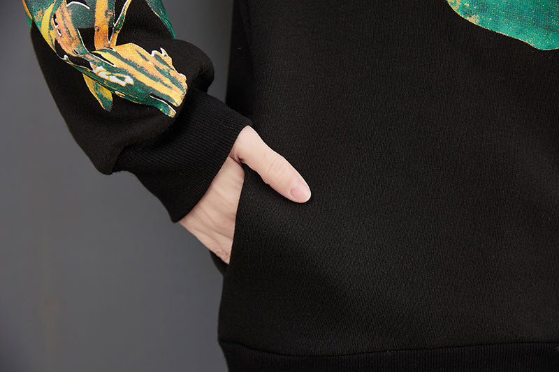 Vintage Print High Neck Sweatshirt