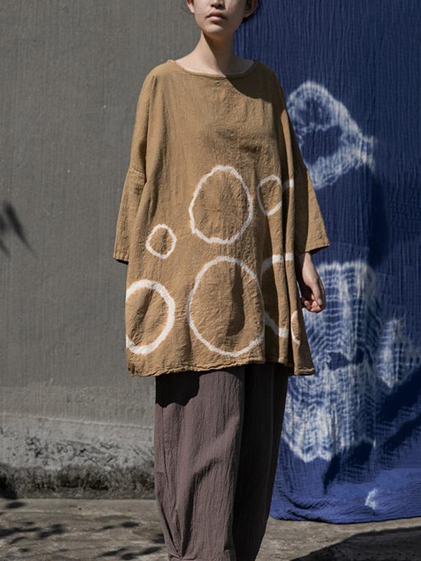 Loose Tie-Dyed Long-Sleeve Round Neck T-Shirt