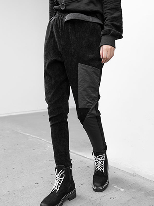 Vintage Corduroy Split-Joint  Asymmetric Empire Casual Pants