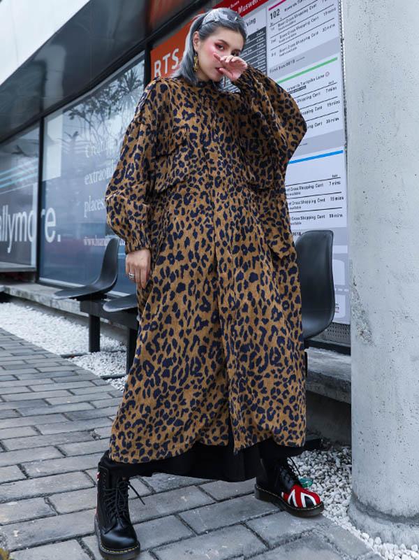 Casual Leopard Print Long Outwear