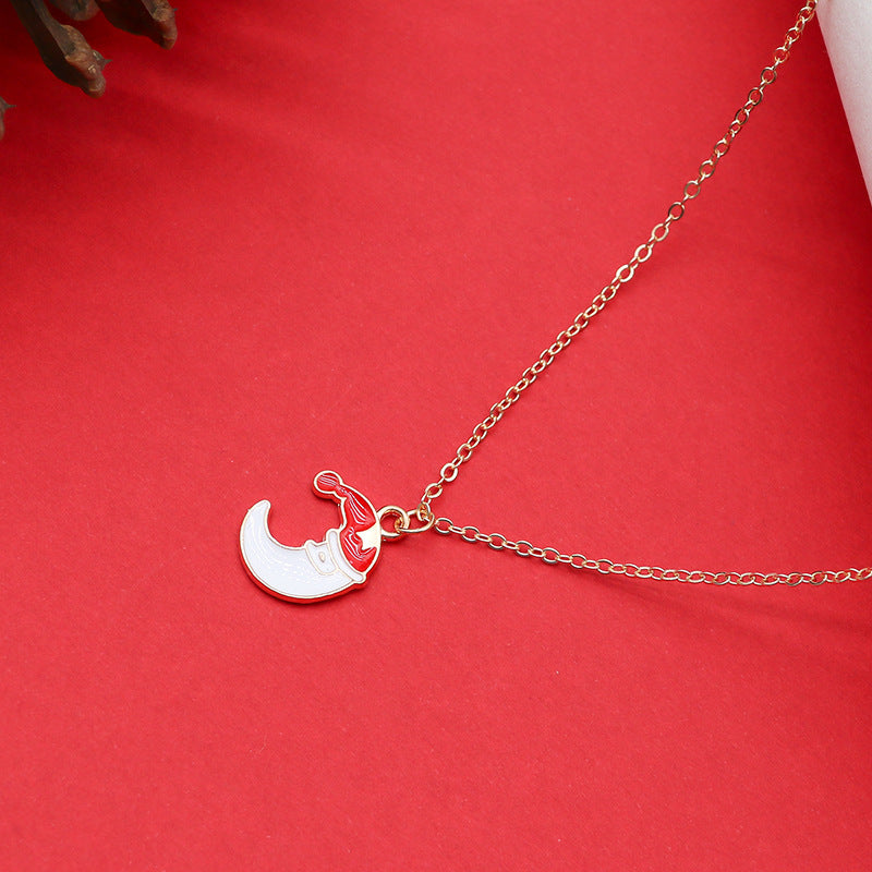 Women Christmas Tree Santa Pendant Clavicle Necklace