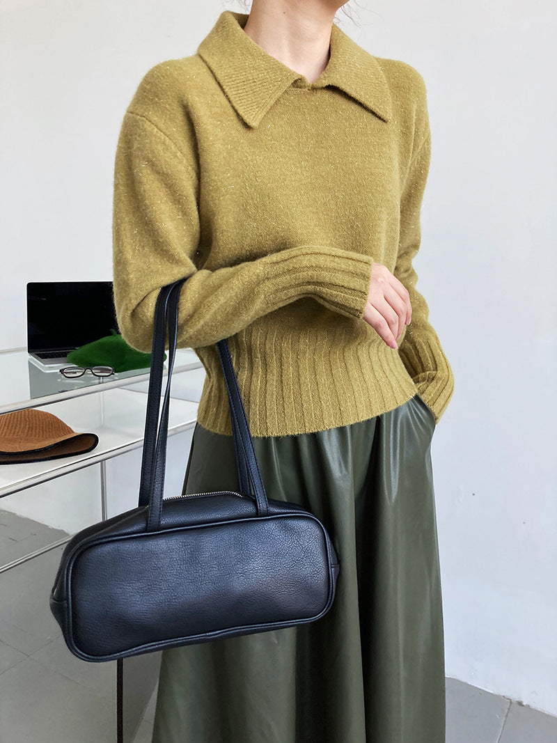 Simple Solid Color Turtleneck Sweater