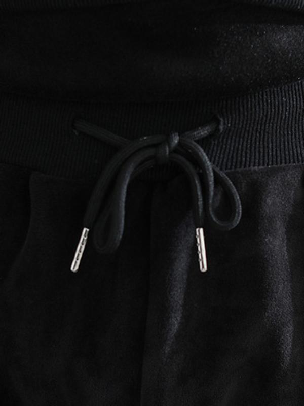 Two-Pieces Velvet Sports Hoodie And Pants Set