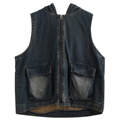 Women Casual Hooded Sleeveless Vest