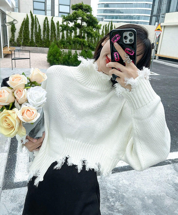 Irregular Hole Knit Long Sleeve Sweater