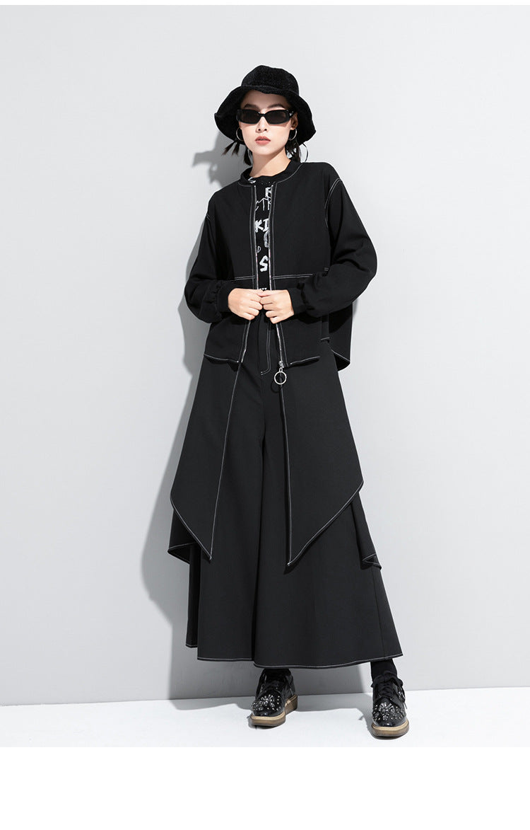 Zipper Casual Batwing Sleeves Coat