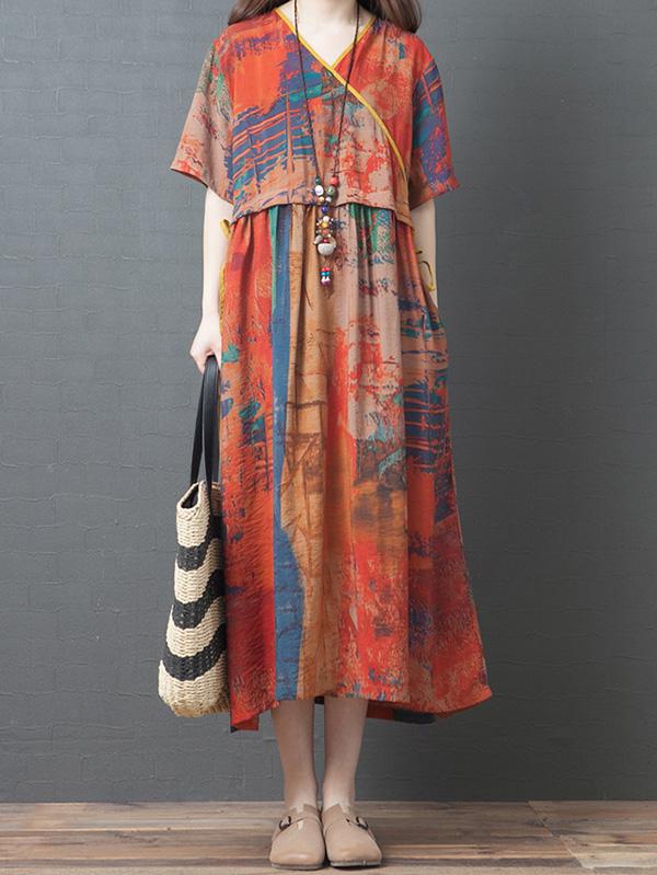 Original Printed Round-Neck Dress