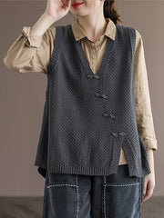 Retro Lapel Button-Down V-Neck Vest