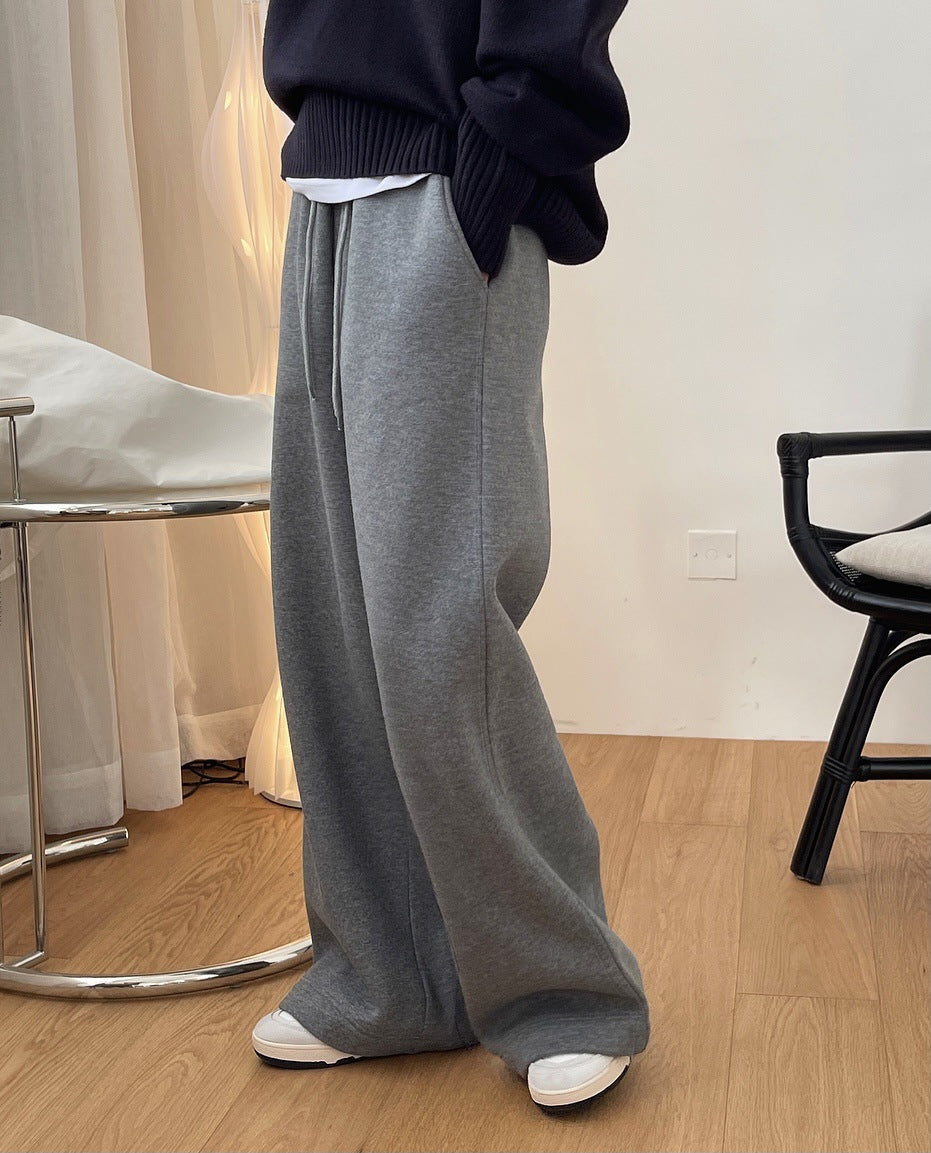 Loose Urban Solid Color Wide-Leg Pants