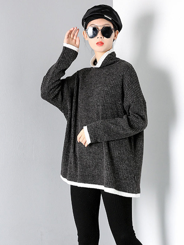 Women High Neck Pullover Casual Sweater