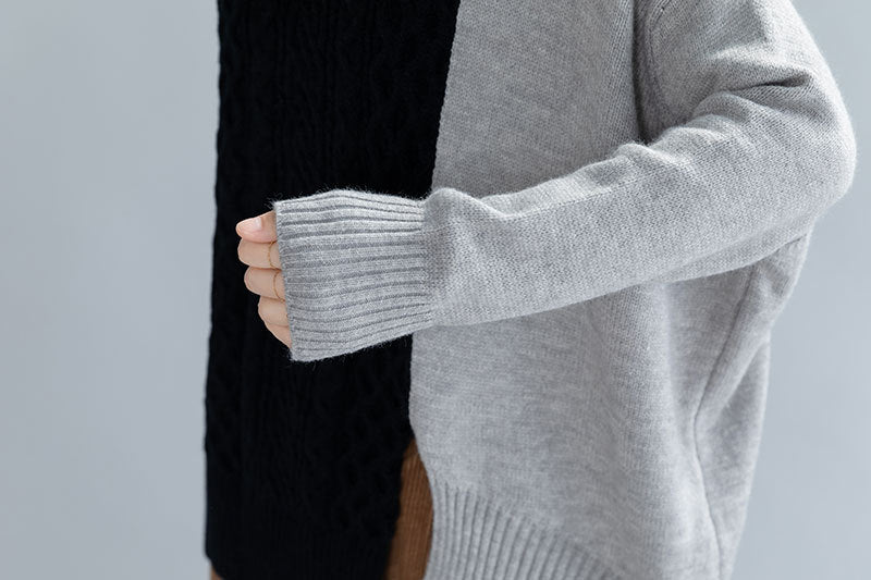 Turtleneck Simple Contrast Color Knit Sweater