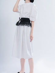 Women Loose White Shirt Dress T-Shirt Belt