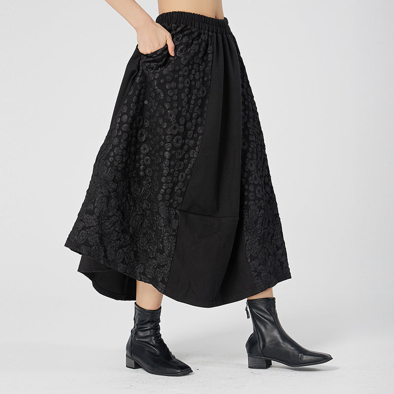 Retro Splicing Solid Color Skirt