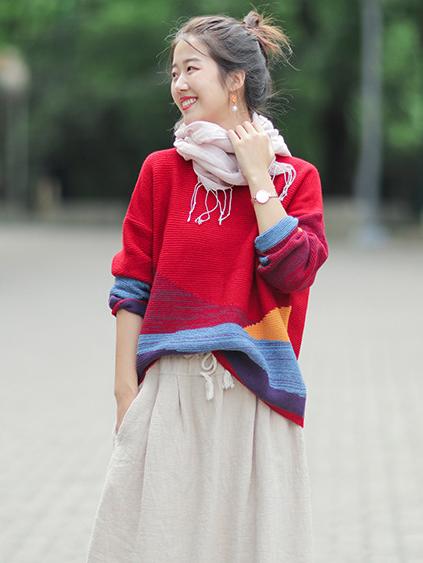 Colorful Split-joint Sweater