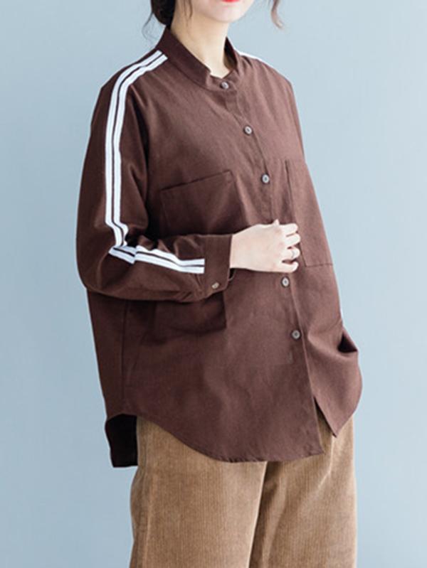 Loose Strip Cropped Shirt