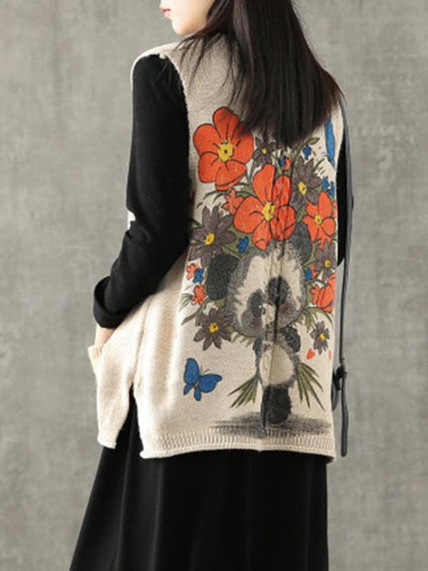 Vintage Loose Print Vest