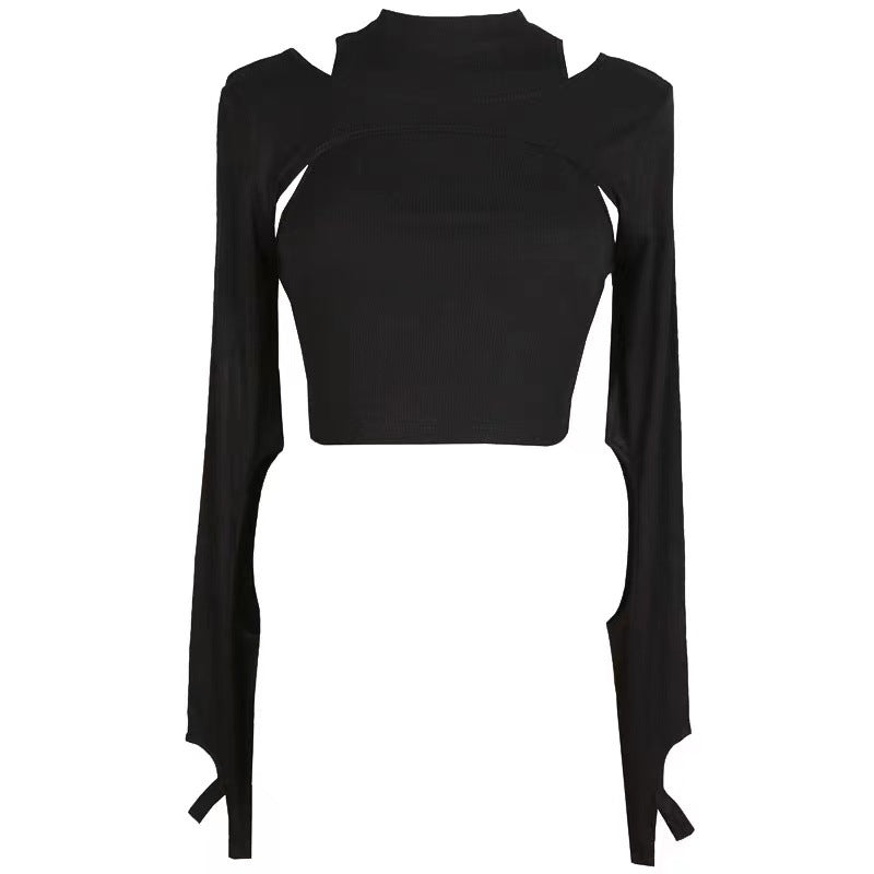 Hollow Cut Short T-Shirt Women's Slim Top