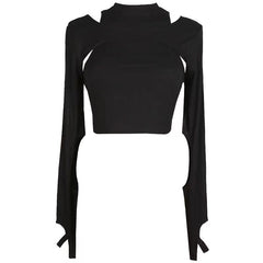 Hollow Cut Short T-Shirt Women's Slim Top