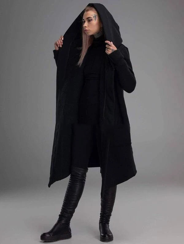 Women Hooded Solid Color Casual Coat