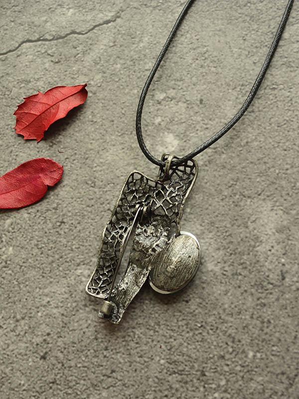 Vintage Ethnic Style Geometric Imitation Bright Drill Pendant Long Necklace