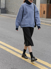 Women Casual High Neck Pullover Sweatshirt