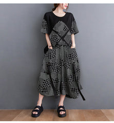 Loose Printed Short Sleeve T-Shirt Irregular Wide Leg Pants Suit