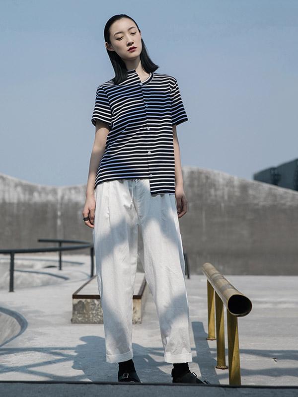 Irregular Loose Simple Stripes T-Shirt