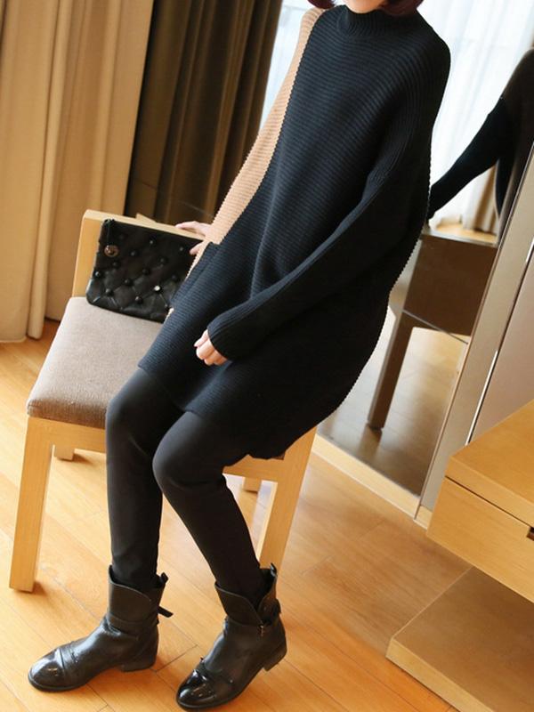 Casual Split-Joint Knitting Long Sweater