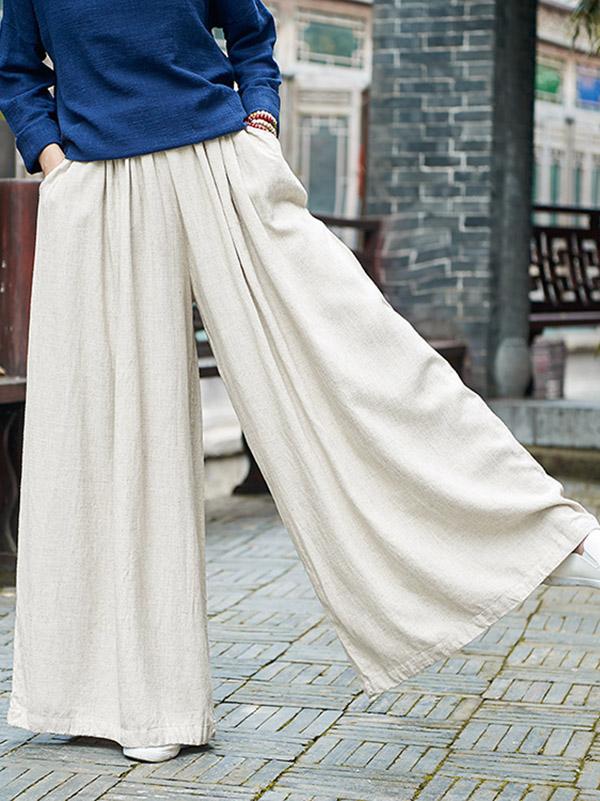 Loose Wide-leg Linen Pants