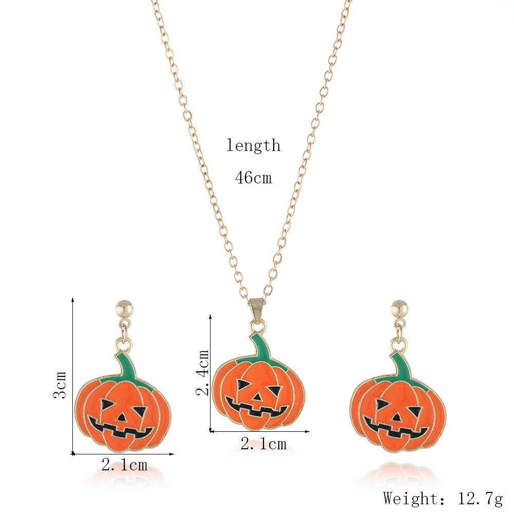 Pumpkin Ghost Necklace And Earrings