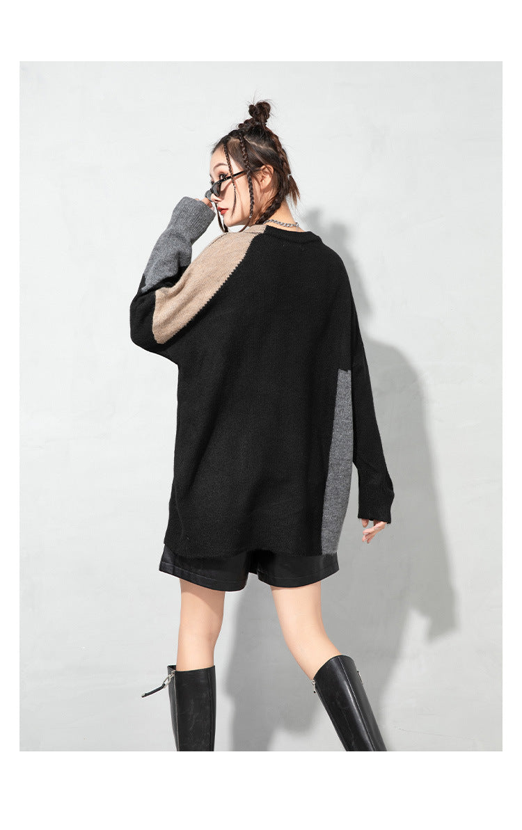 Urban Color-Block Splicing Pullover Sweater