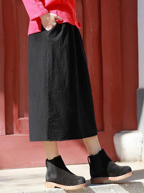 Loose Split-Joint Cotton-Padded Skirt