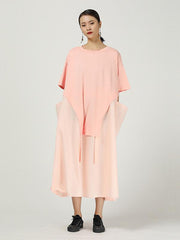 Loose Cropped Splicing Round-Neck Dress