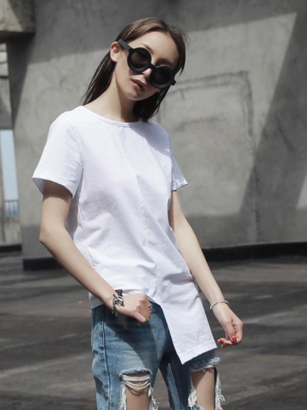 Fashion Minimalist Solid Irregular T-Shirt