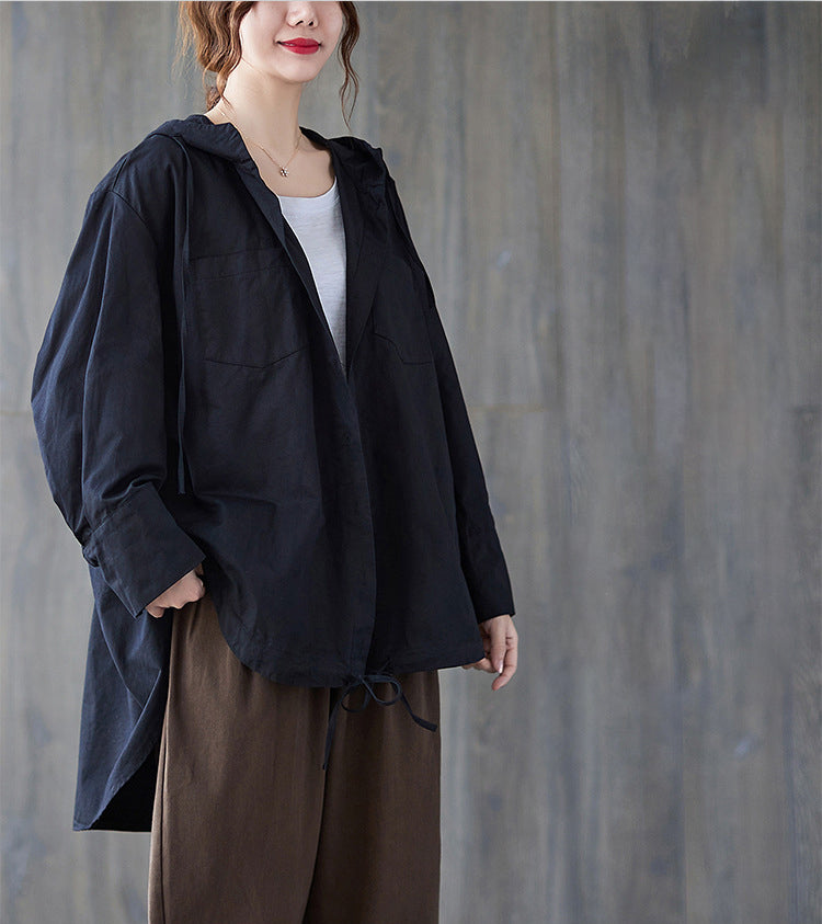 Loose Irregular Hooded Cardigan Outwear