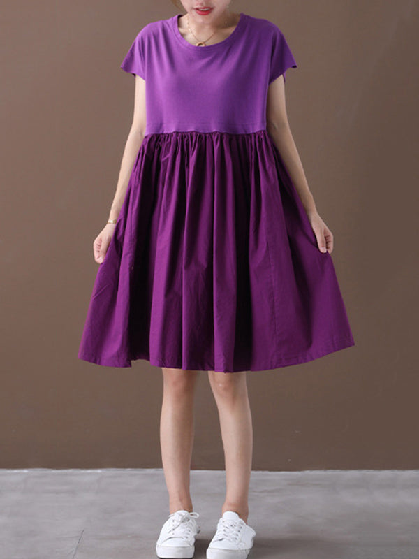 Artistic Retro Round-Neck Dress